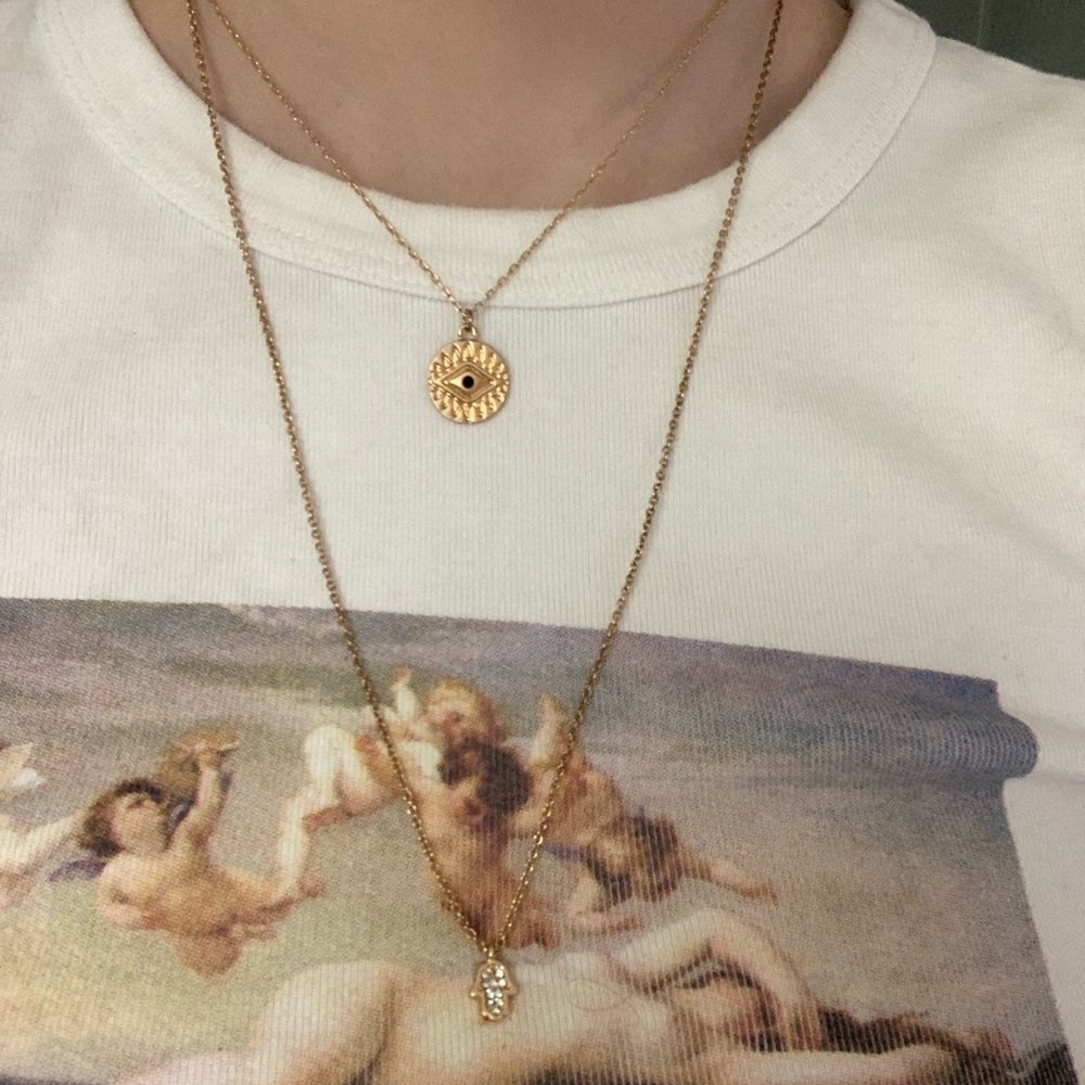 LA hearts gold layer necklace